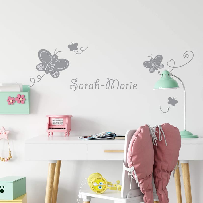 Adesivo murale Farfalle + Nome