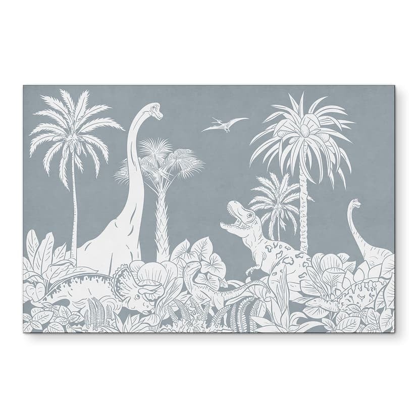Stampe per pareti Nella terra dei dinosauri - Blu - Kikki Belle - Alluminio dibond