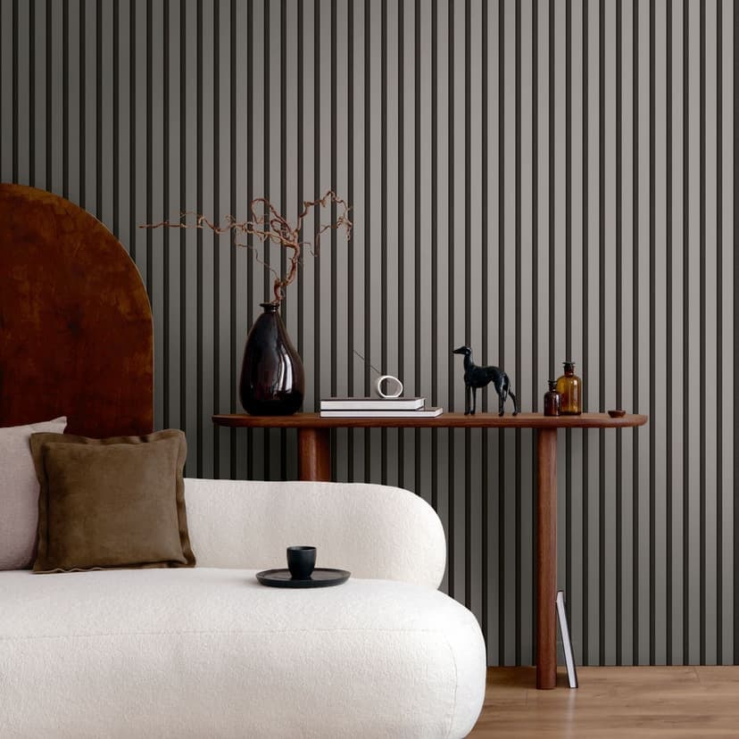 Carta da parati 3D in tessuto non tessuto grigio nero opaco - carta da parati moderna con effetto pannello in legno scandinavo