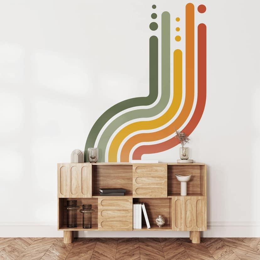 Adesivo murale a strisce retrò (4 pezzi) | colori dell'arcobaleno