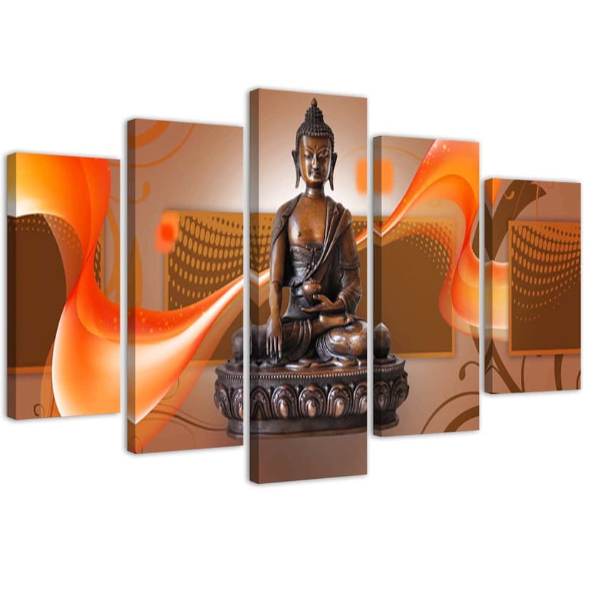 Stampa su tela 5 pezzi, Buddha astratto