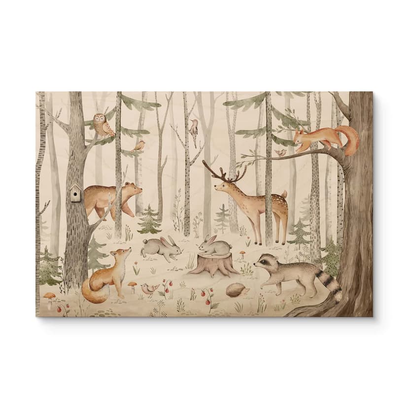 Avventura in legno con animali della foresta e motivo della foresta per la stanza dei bambini - Kvil