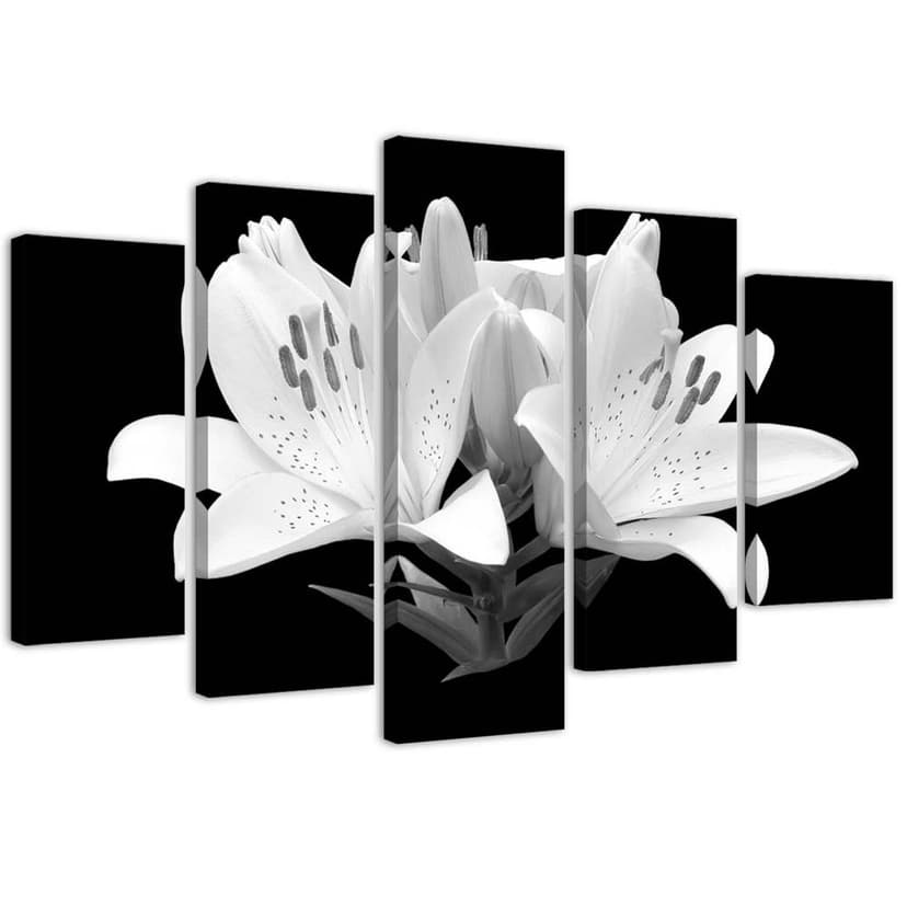 Stampa su tela 5 pezzi Gigli bianchi Fiori Natura