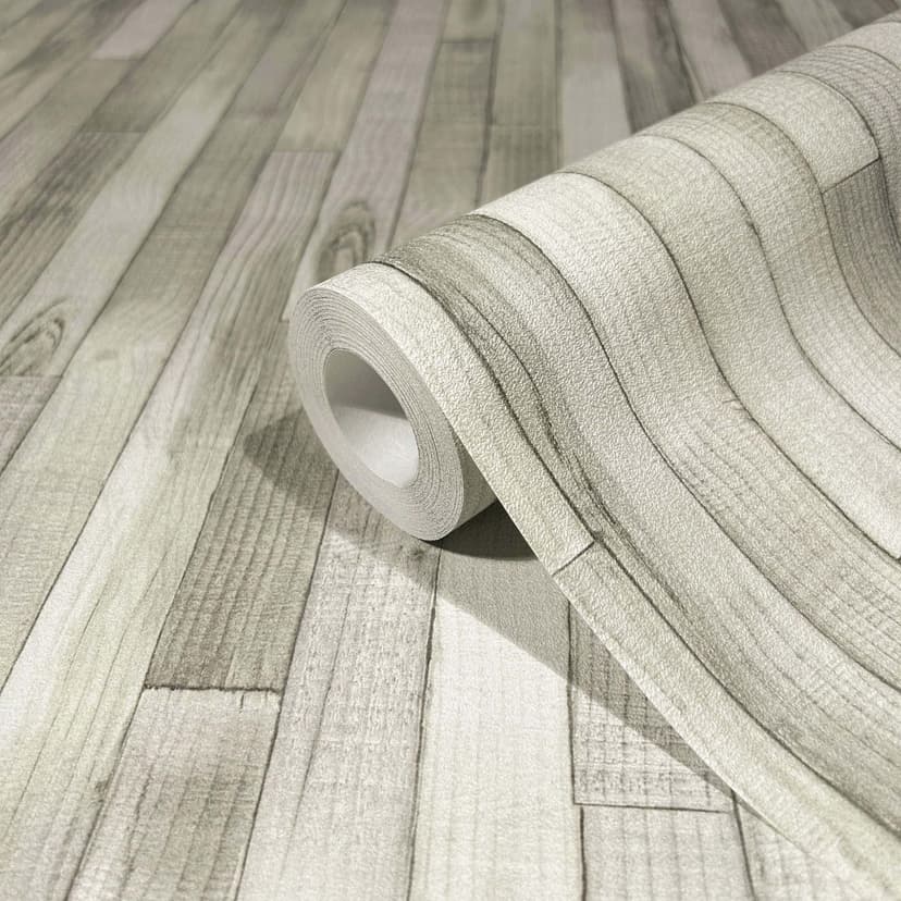 Carta da parati in tessuto non tessuto effetto legno con venature grigio legno