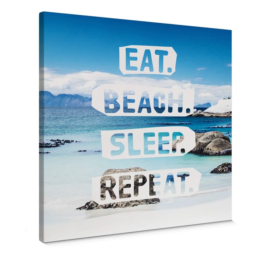 Stampa su tela - Eat. Beach. Sleep. Repeat. - quadrato