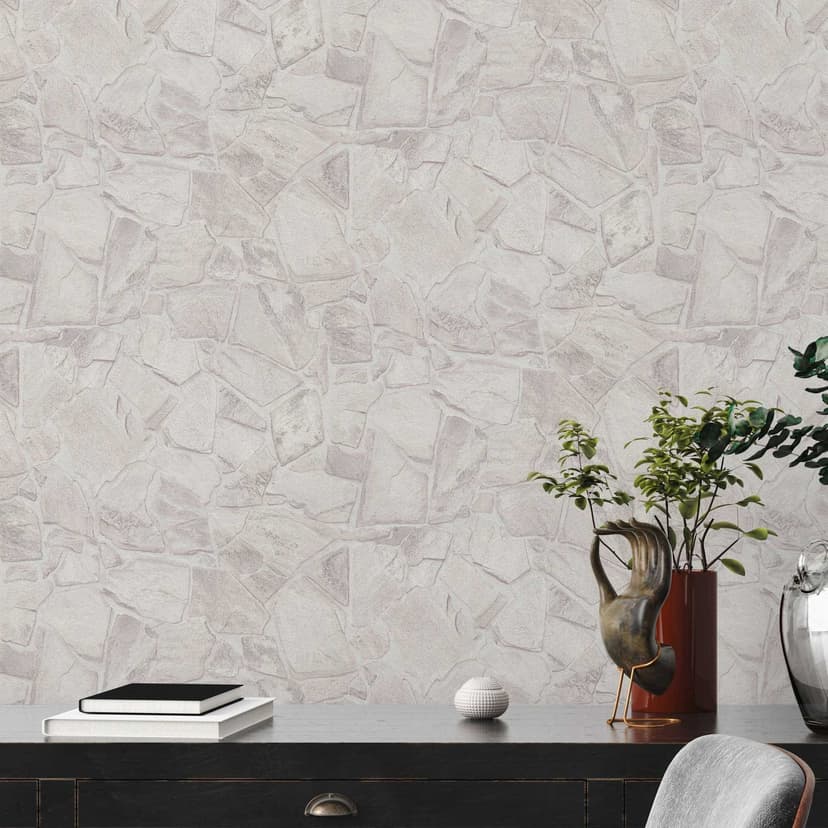 Carta da parati stone grey white - Carta da parati effetto pietra 3D - Carta da parati in tessuto non tessuto per soggiorno ufficio