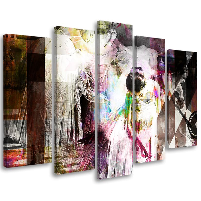Stampa su tela 5 pezzi, ballerina pittura astratta