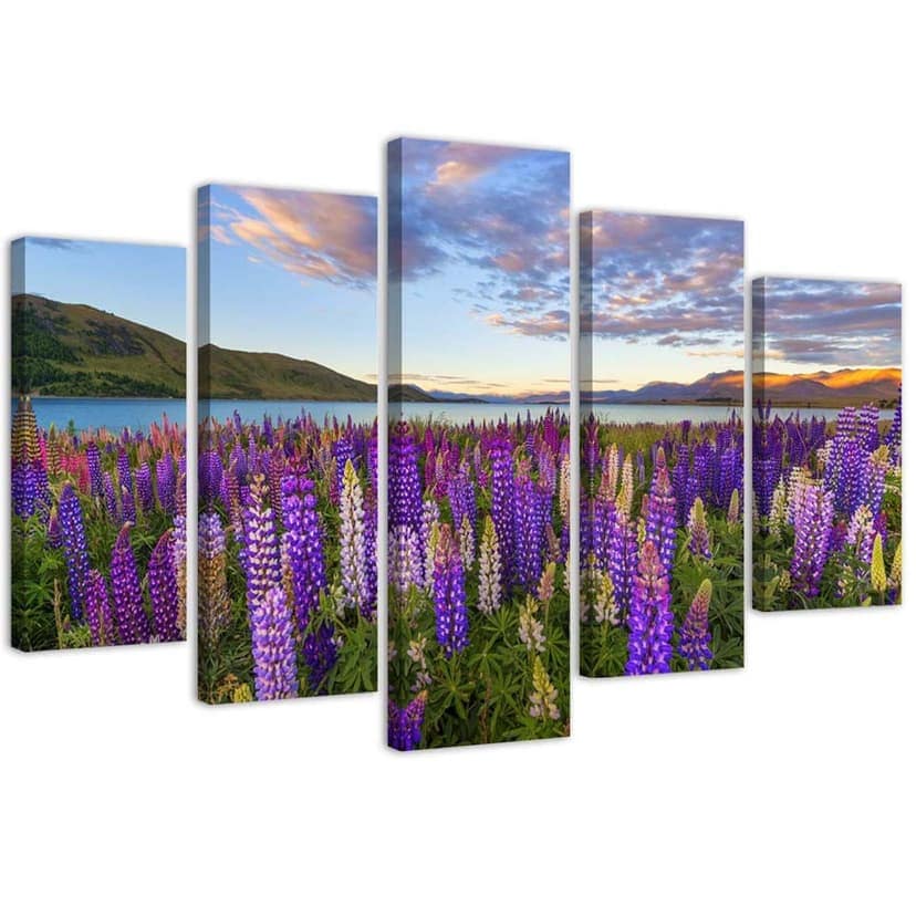 Stampa su tela 5 pezzi Fiori di lago di lavanda
