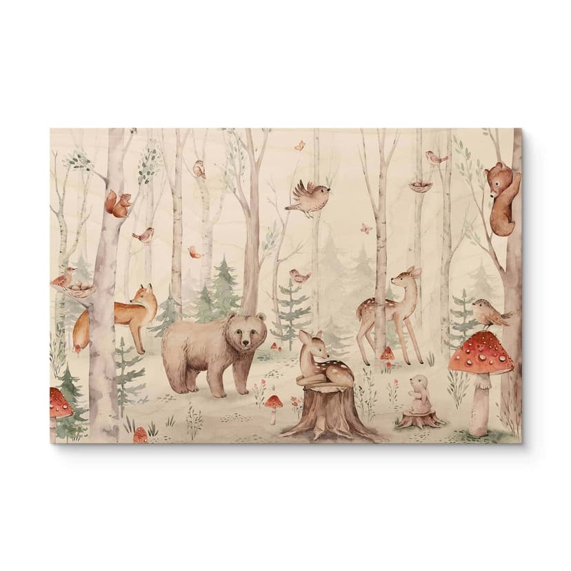 Stampa su legno di animali della foresta in autunno - Kvilis