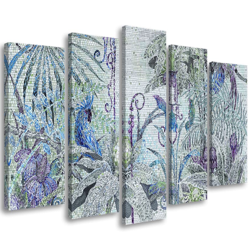Stampa su tela 5 pezzi Giungla mosaico