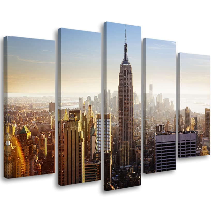 Stampa su tela 5 pezzi, New York Manhattan City