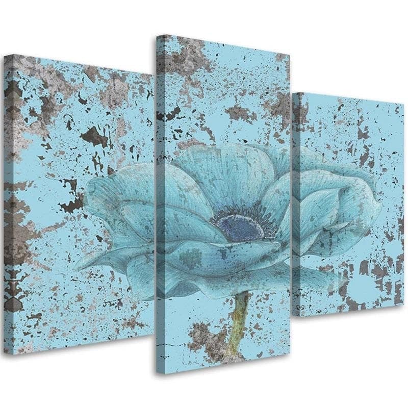 Stampa su tela 3 pezzi Fiore vintage blu