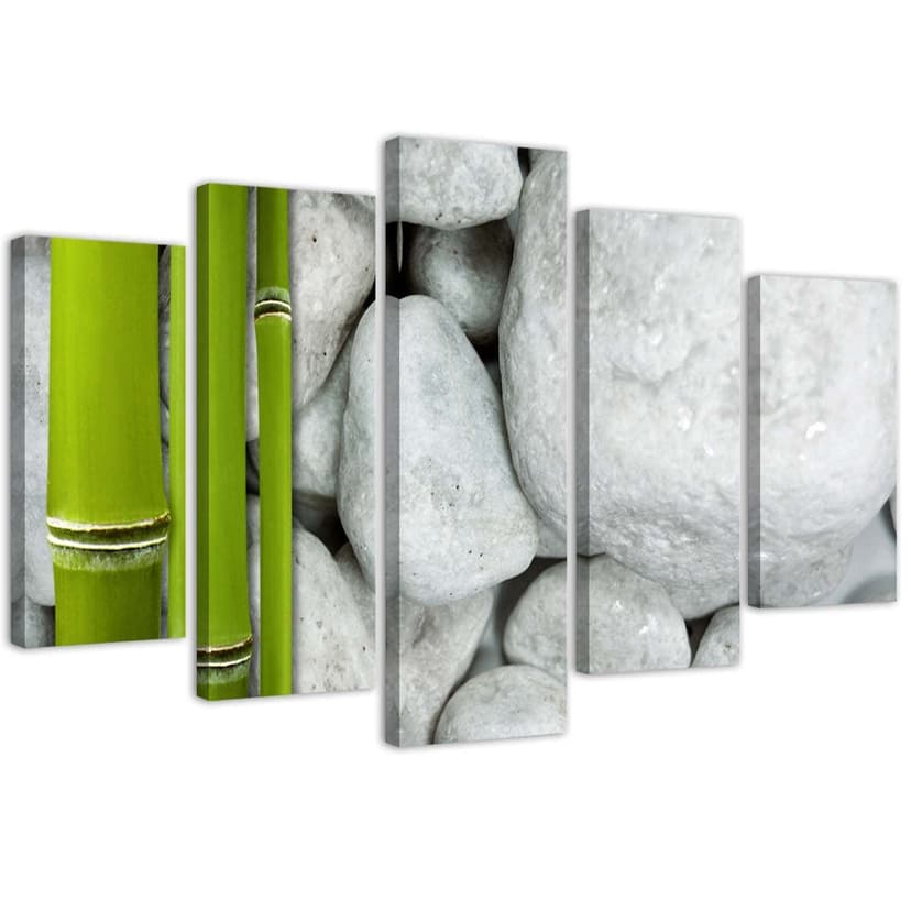 Stampa su tela 5 pezzi, Zen Stones Bamboo Spa