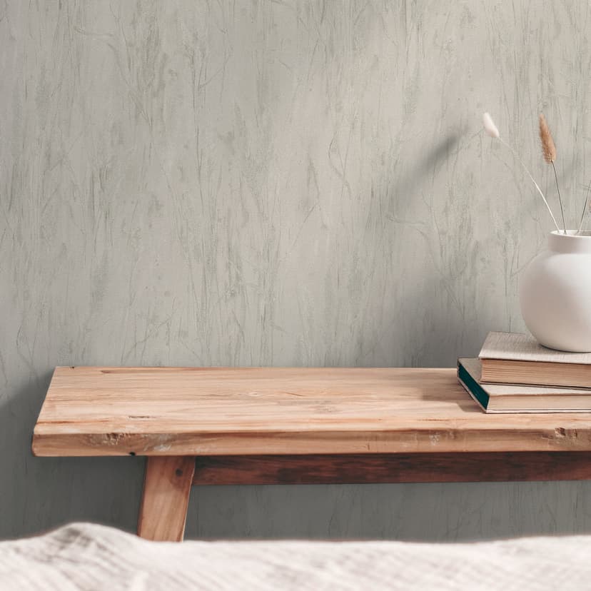 Carta da parati botanica motivo erba beige grigio - Carta da parati in tessuto non tessuto leggero c