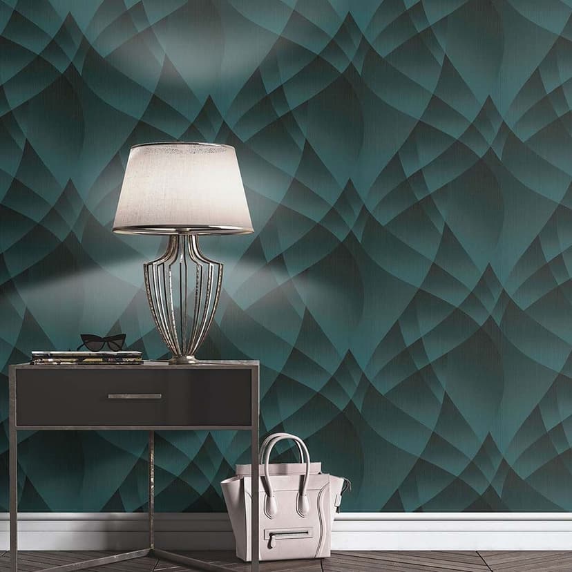Carta da parati 3D, rivestimento murale geometrico Fashion for Walls 4 di Guido Maria Kretschmer turchese