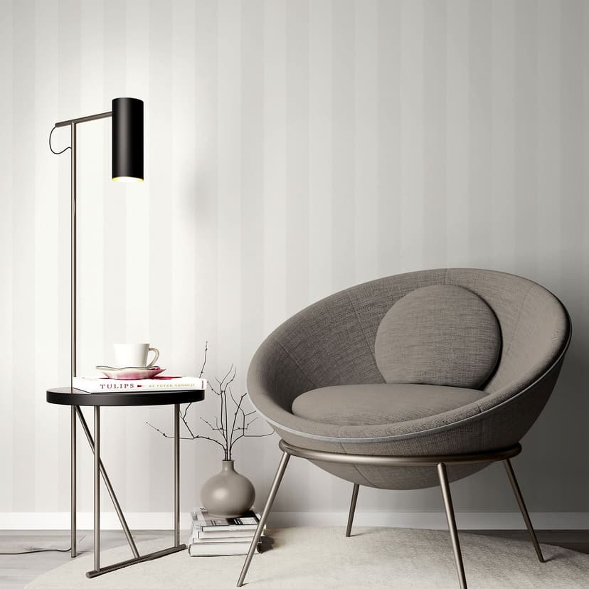 Carta da parati in tessuto non tessuto senza PVC con strisce ed effetto metallizzato in bianco e argento