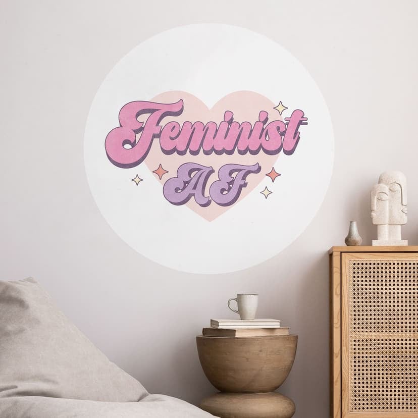 Adesivo murale con cuore rosa - rotondo