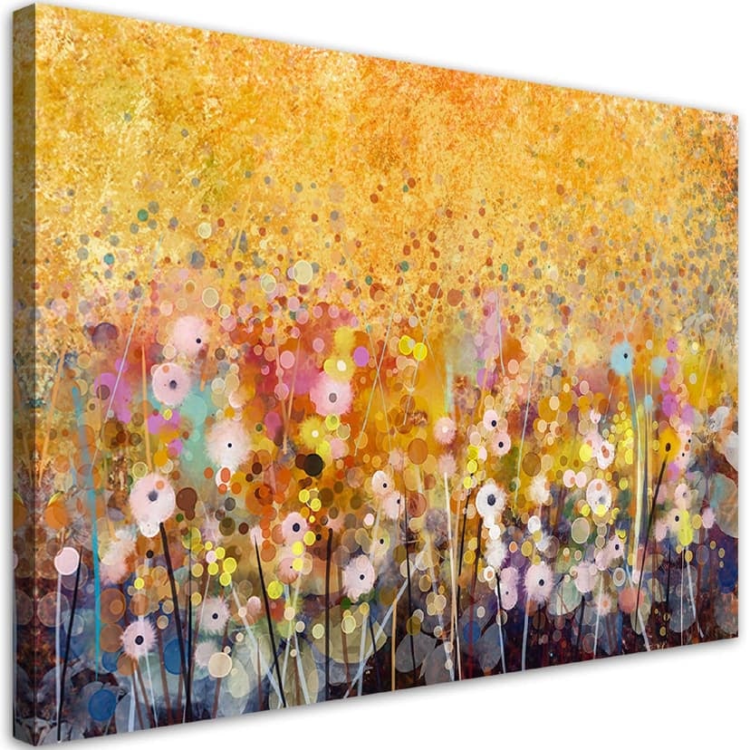 Stampe su tela, Fiori colorati in un prato naturale