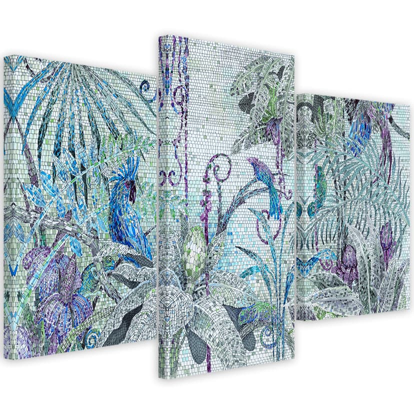 Stampa su tela 3 pezzi Giungla mosaico