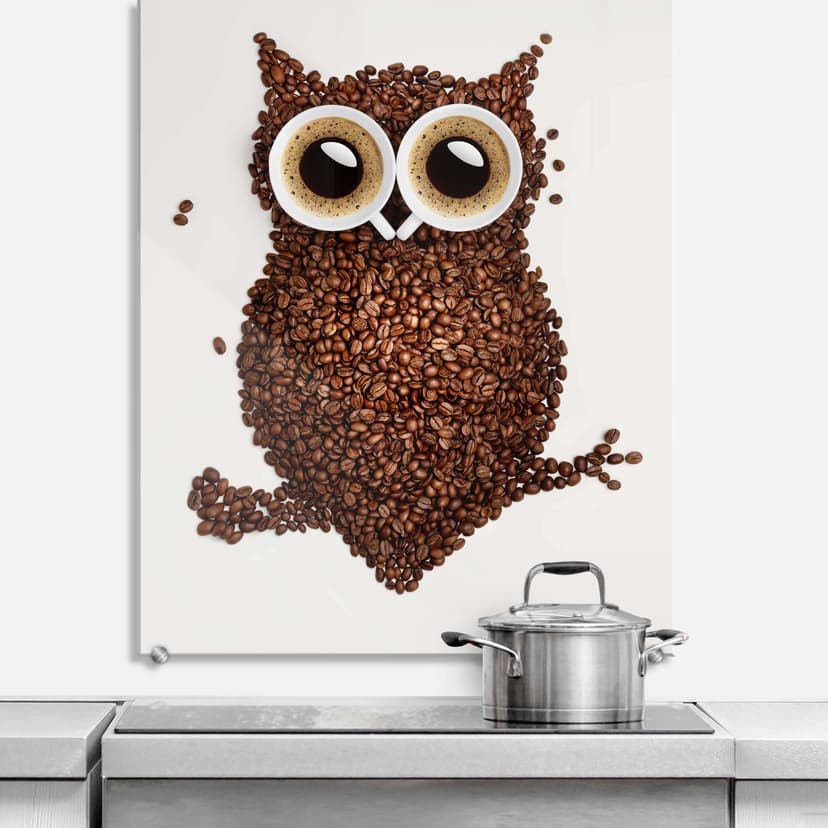 Pannello paraschizzi - Una civetta di caffè - verticale