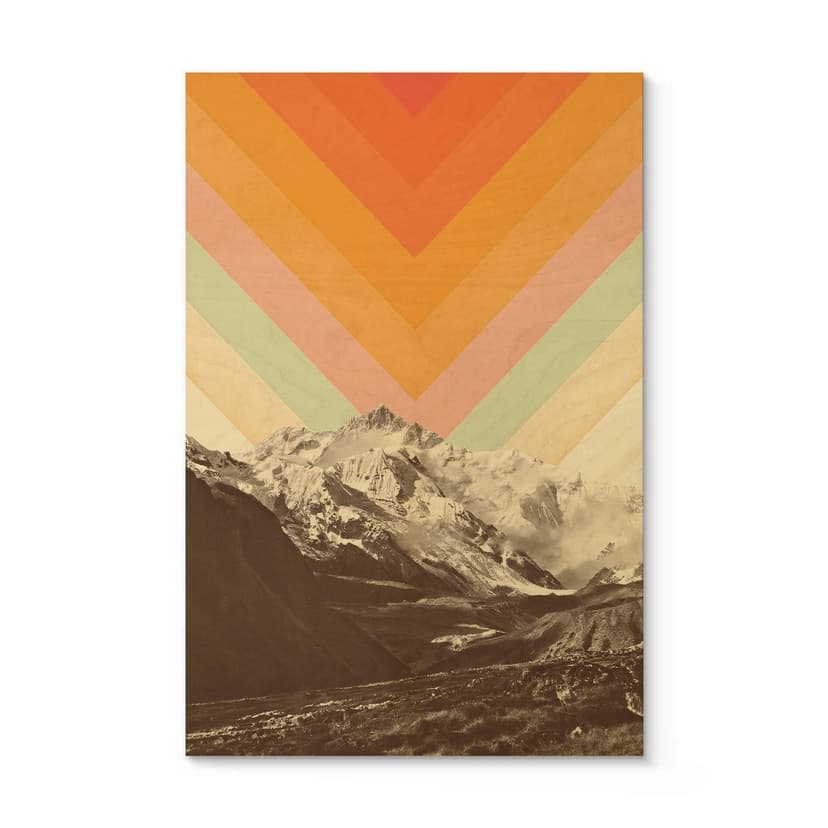 Stampa su legno Bodart - Retro Mountain Landscape