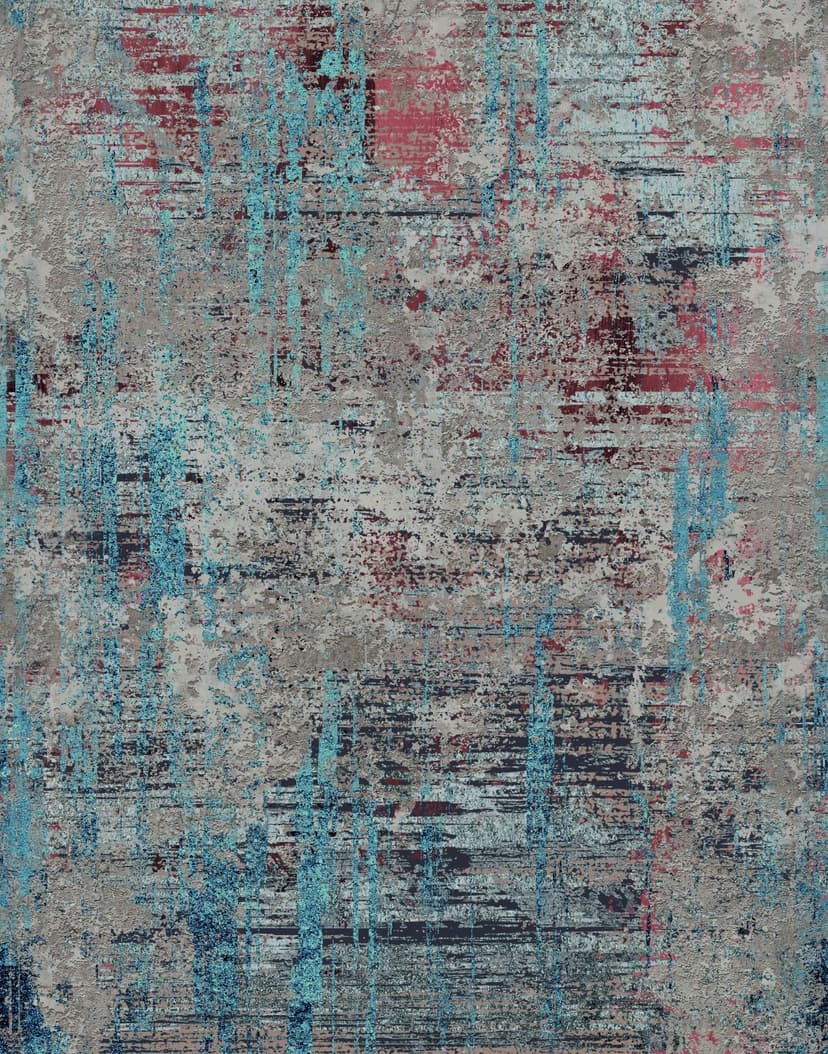 Fotomurale Aspetto astratto del cemento in grigio con blu e rosso ruggine in usato 2,7 x 2,12 m