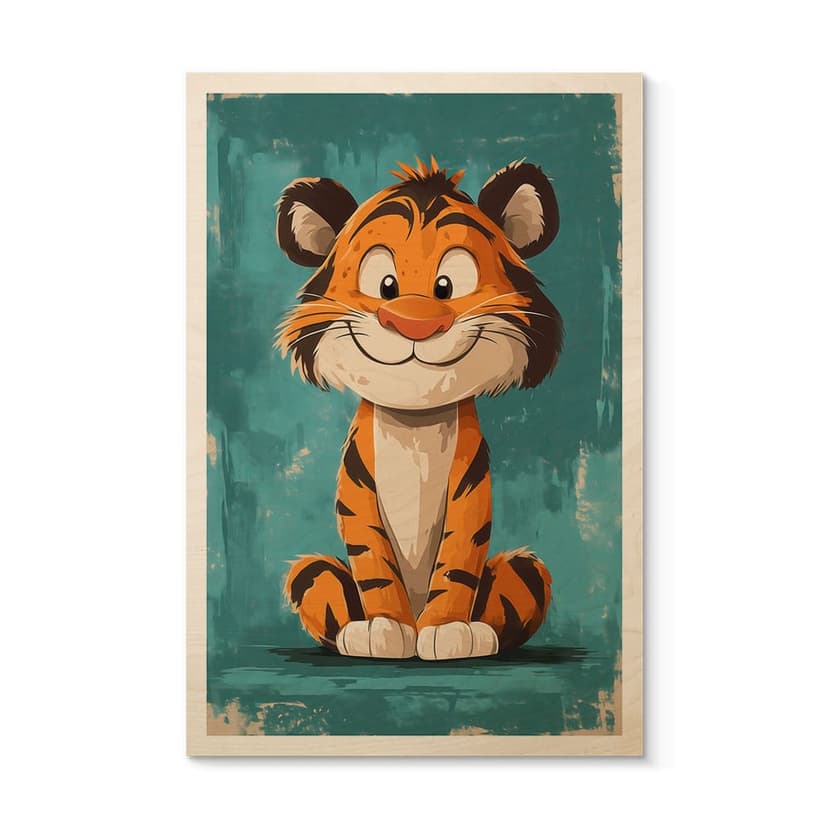 Stampa su legno Cucciolo di tigre felice - Magnusson