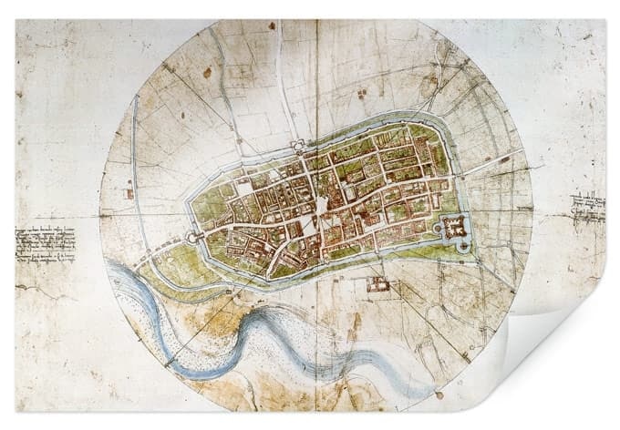 Poster Da Vinci - Pianta della città di Imola