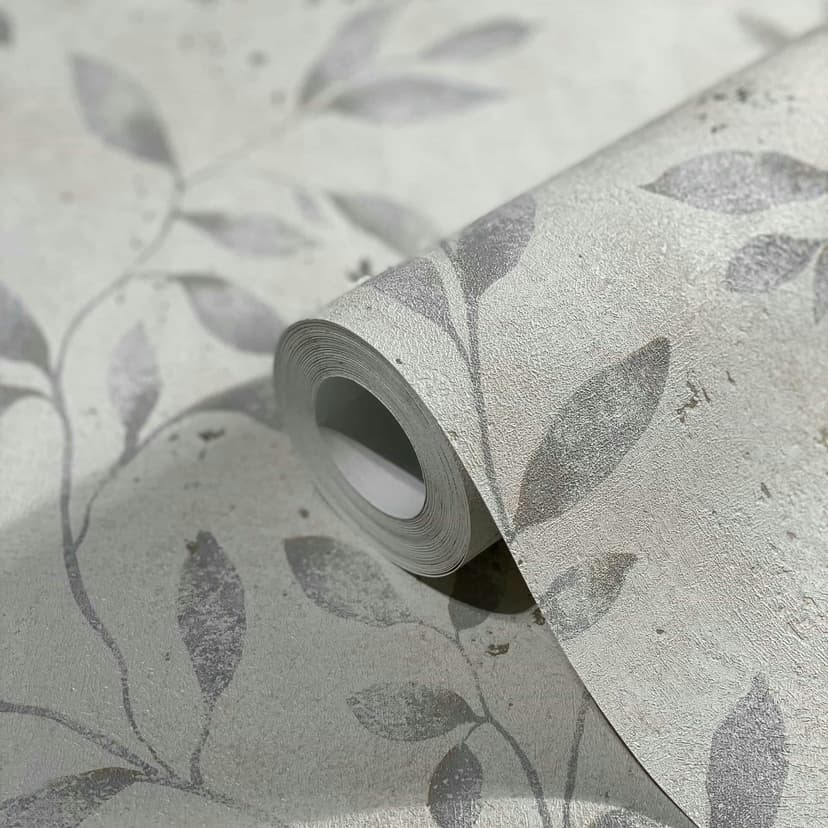 Carta da parati in tessuto non tessuto con motivo a foglie ed effetto metallico fiori beige