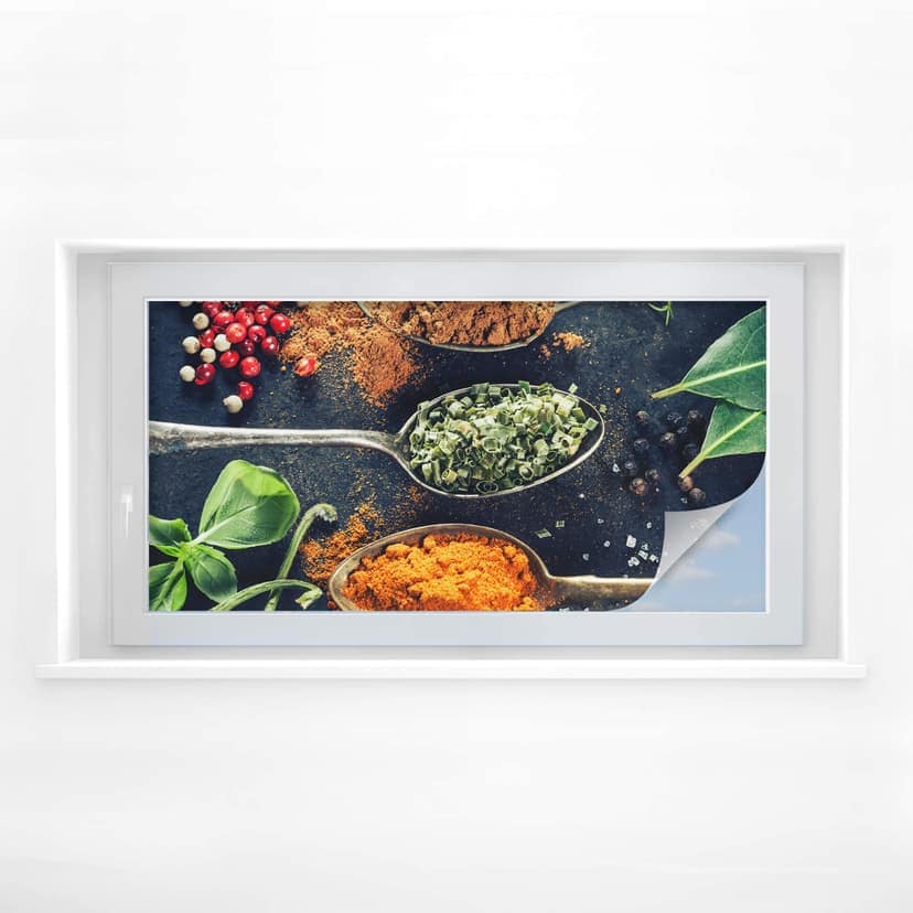 Pellicola adesiva per vetri - varietà di erbe 03 (panoramica)
