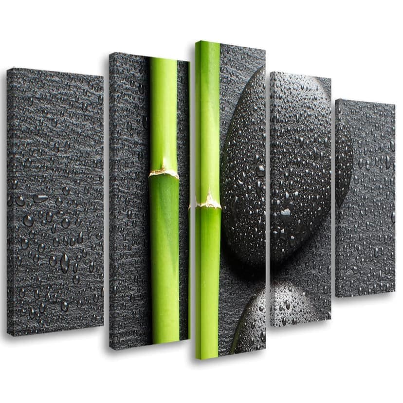 Stampa su tela 5 pezzi Stones Bamboo Zen Spa