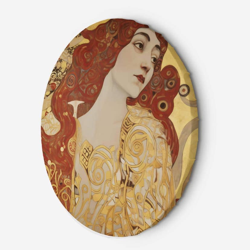 Quadro su tela rotonda - Donna con capelli lunghi - G. Klimt