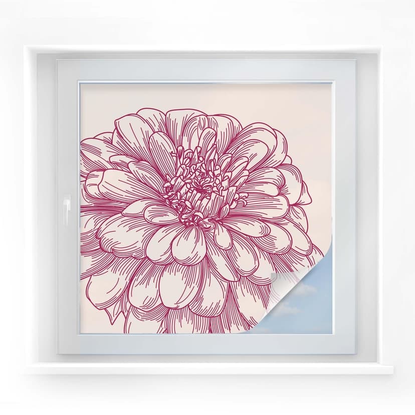 Pellicola adesiva per vetri - illustrazione floreale (quadrato)