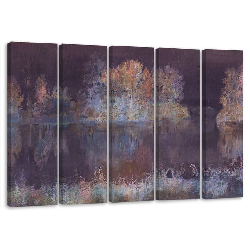 Stampa su tela 5 pezzi, vista lago