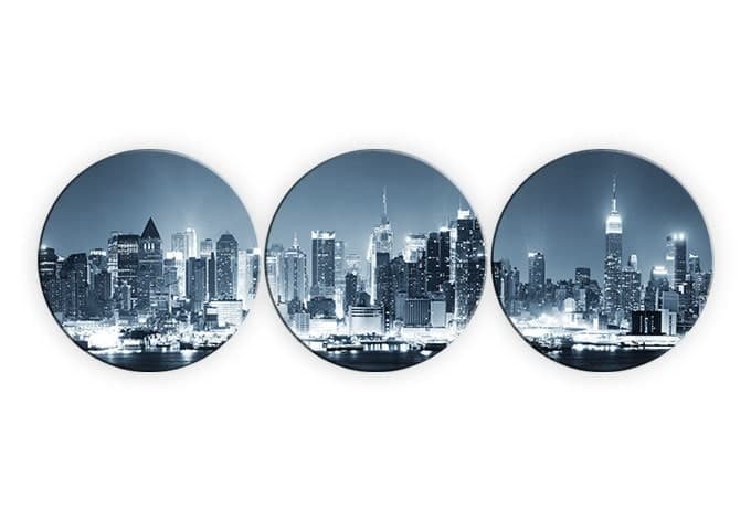 New York di notte 1 - composizione in tre parti tonde