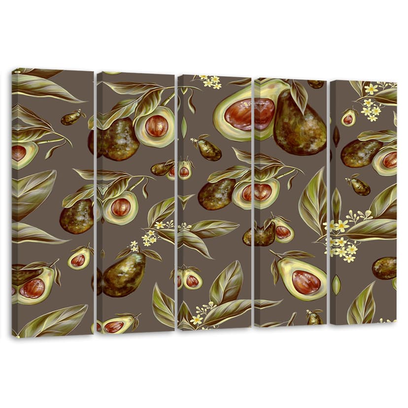 Stampa su tela 5 pezzi, metà avocado