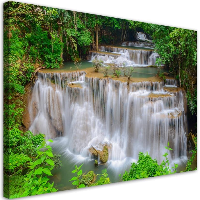 Stampe su tela, cascata in una foresta verde