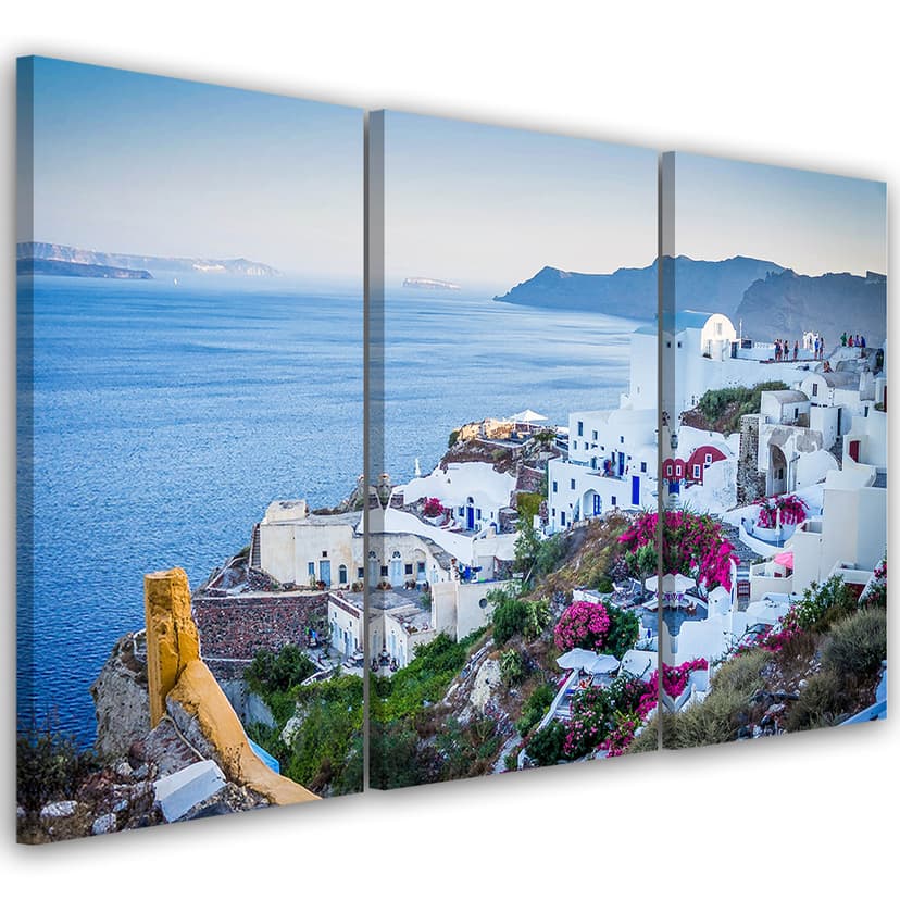 Stampa su tela 3 pezzi, Grecia Santorini