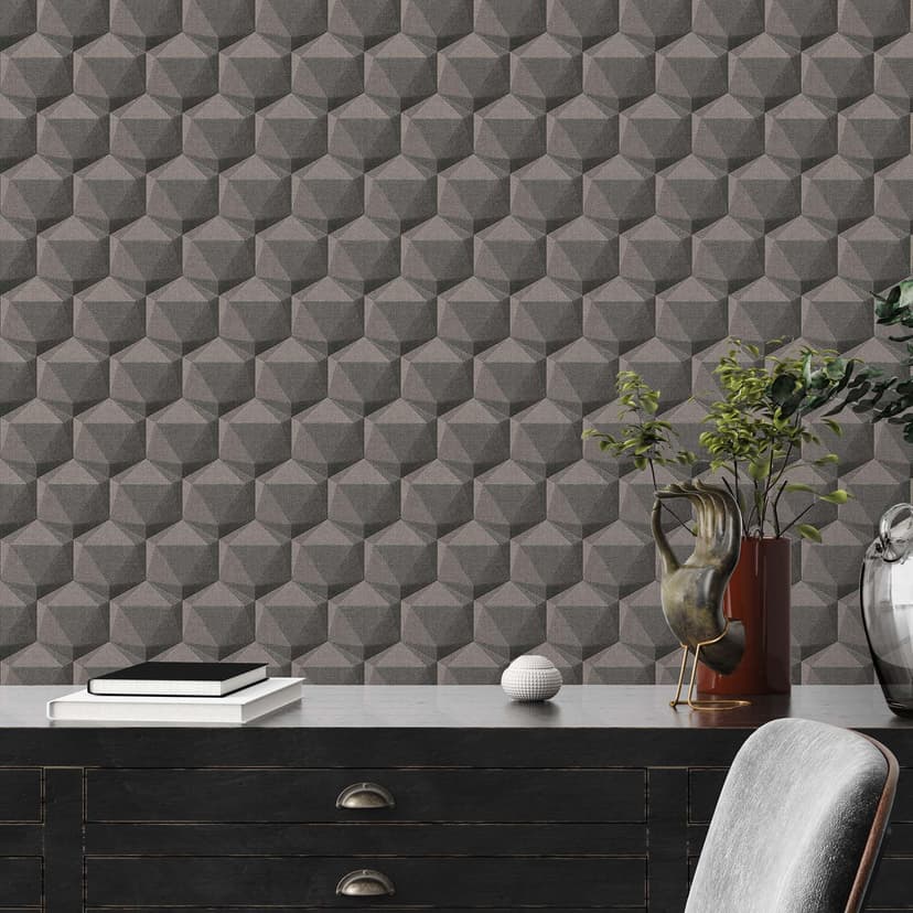 Carta da parati 3D per il soggiorno grigio antracite - Carta da parati in tessuto non tessuto dal design moderno