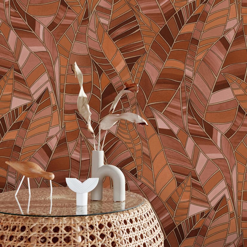 Carta da parati in tessuto non tessuto SERENADE Elle Decoration 4, terracotta