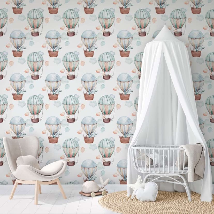 Carta da parati per bambini, carta da parati in tessuto non tessuto con illustrazione Kids Walls bianco, blu, beige