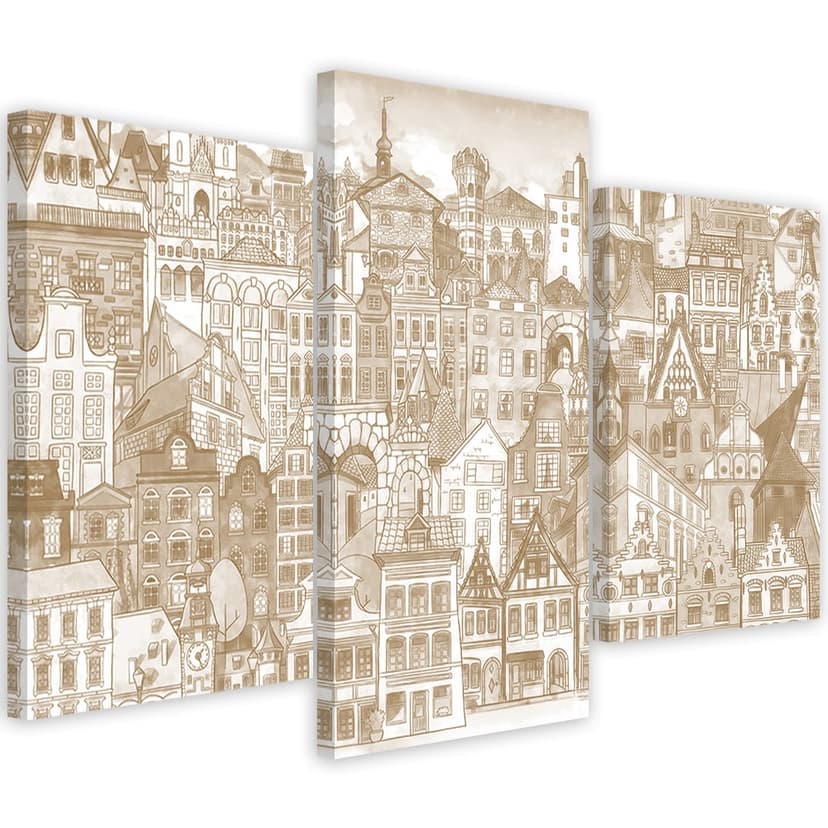 Stampa su tela 3 pezzi, Città felice