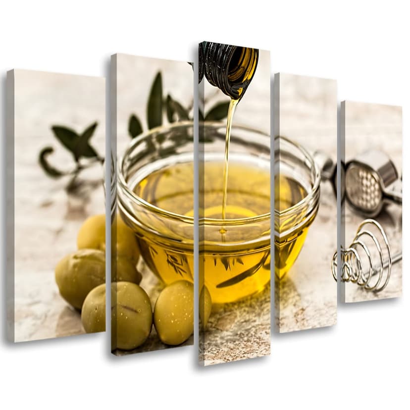 Stampa su tela in 5 parti, olio d'oliva