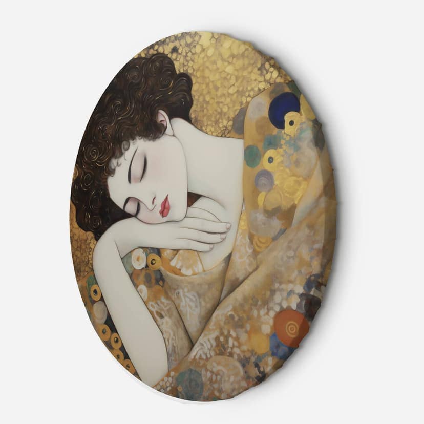 Quadro rotondo su tela - Volto femminile - G. Klimt