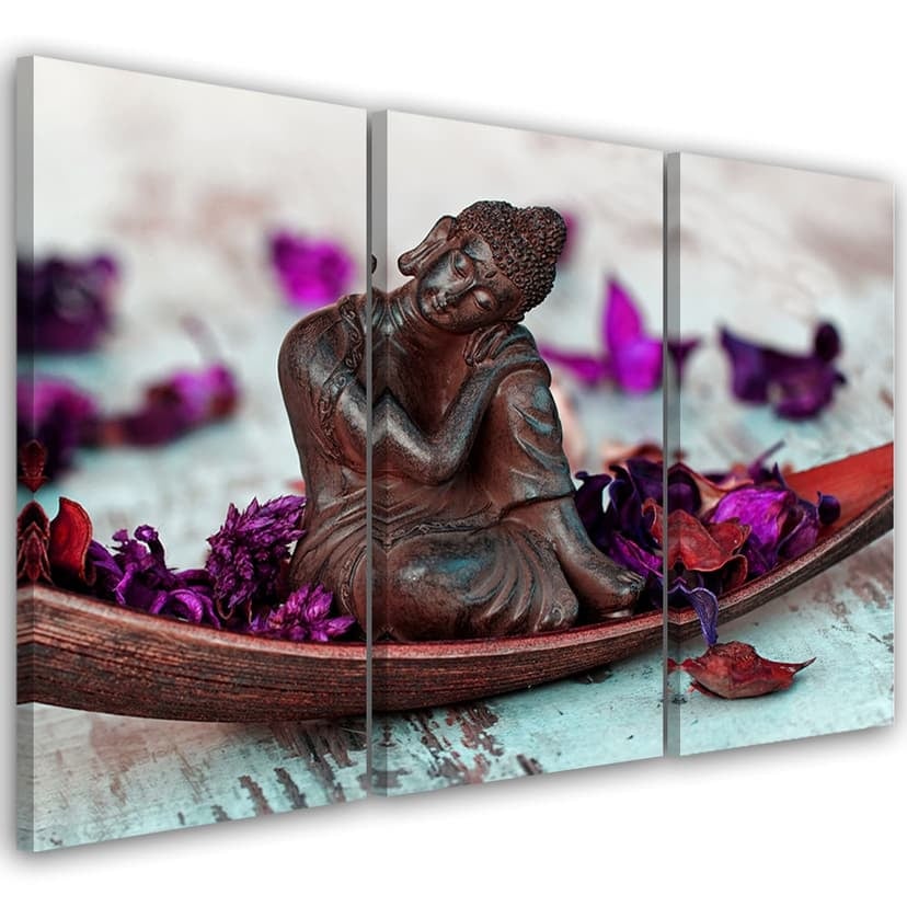 Stampa su tela 3 pezzi, fiori di Buddha Zen