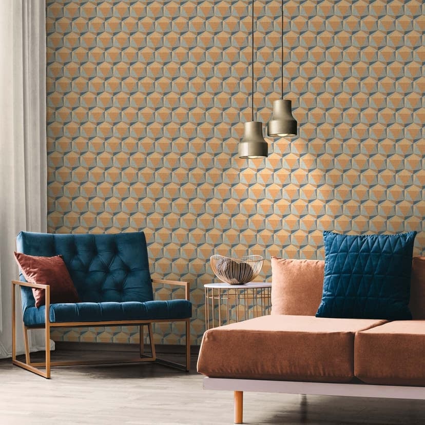 Carta da parati 3D design francese giallo blu - carta da parati in tessuto non tessuto per soggiorno