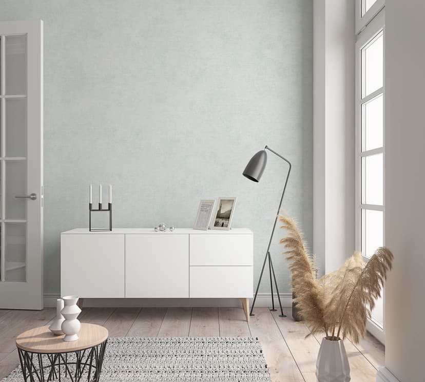 Carta da parati in tessuto non tessuto con look monocromatico moderno e struttura in grigio pieno