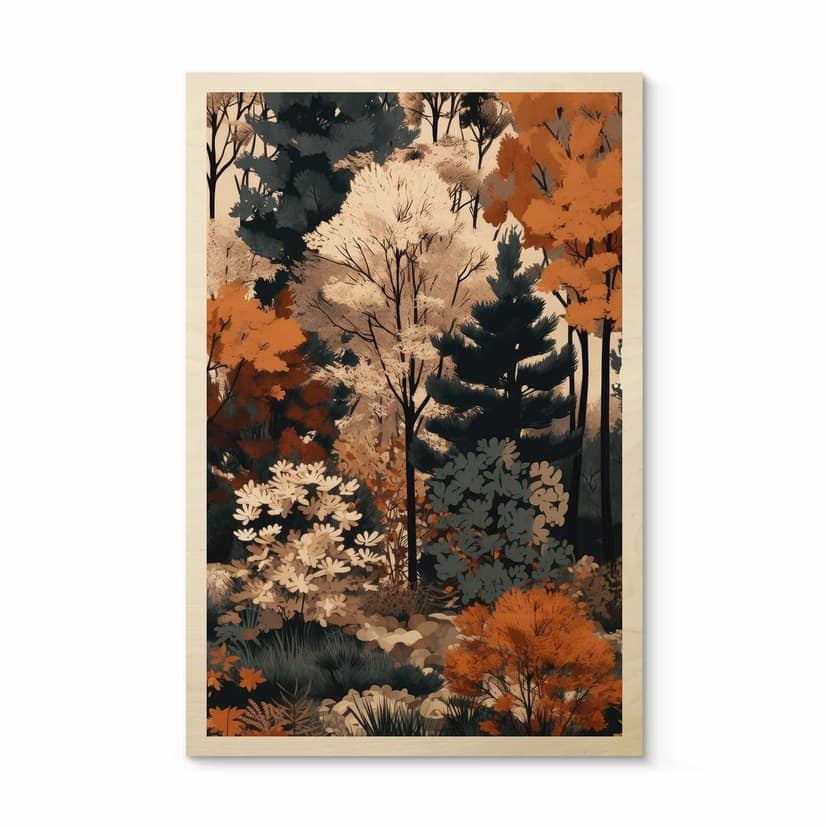 Parete Cerchio di Legno La colorata foresta autunnale - Jaszke