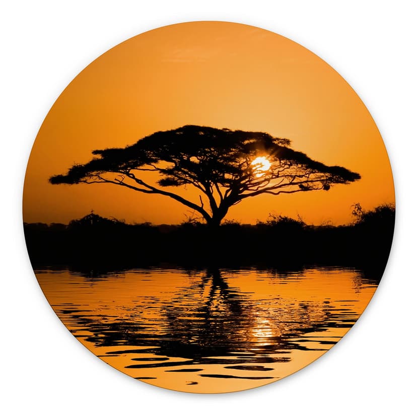 Stampe per pareti Africa | Paesaggio romantico per il soggiorno - Alu-Dibond Round