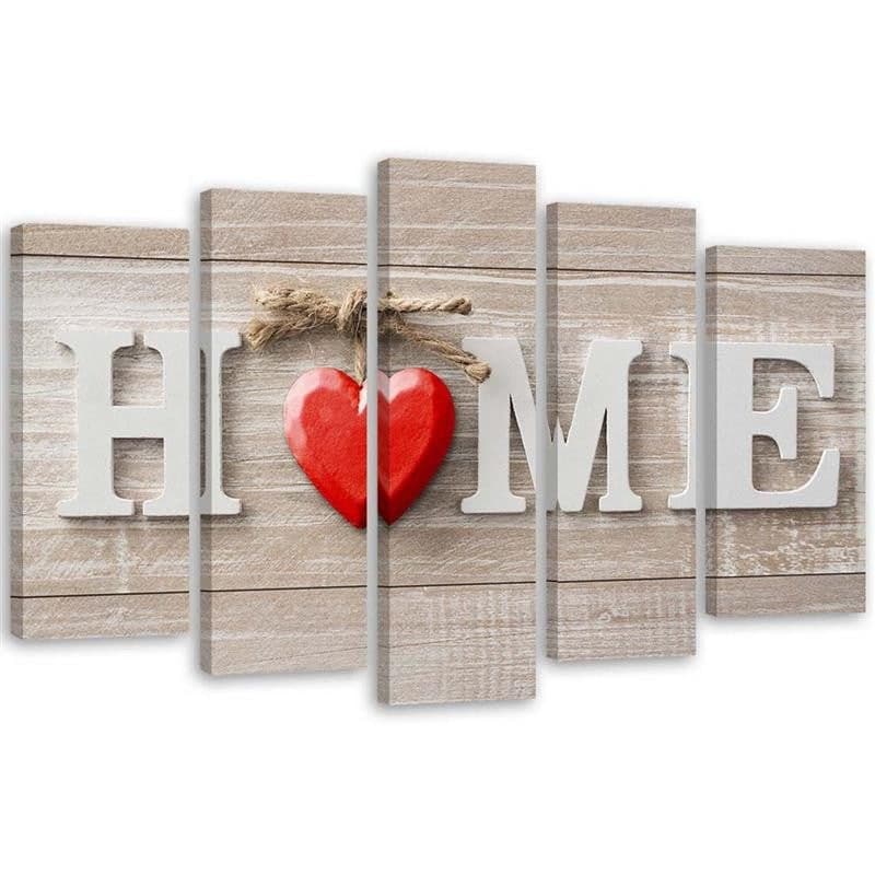 Stampa su tela in 5 parti, Home Sweet Home Beige